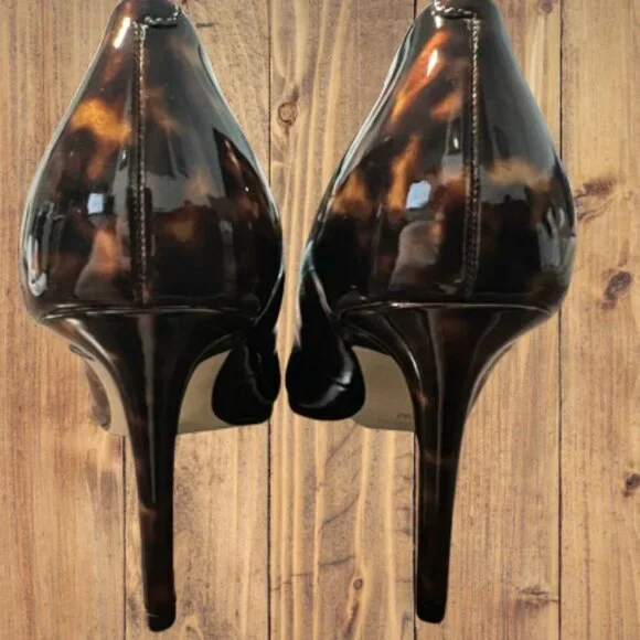Nine West Leather Tortoise Stilletos Size 10 - Picture 3 of 11